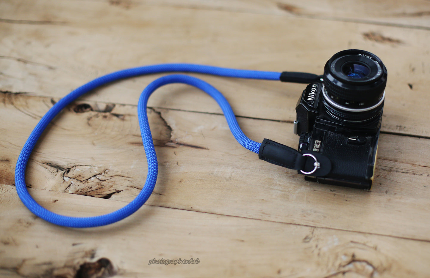 Camera neck strap handmade light blue climbing rope | windmup - windmup