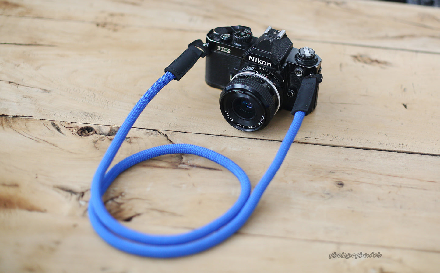 Camera neck strap handmade light blue climbing rope | windmup - windmup
