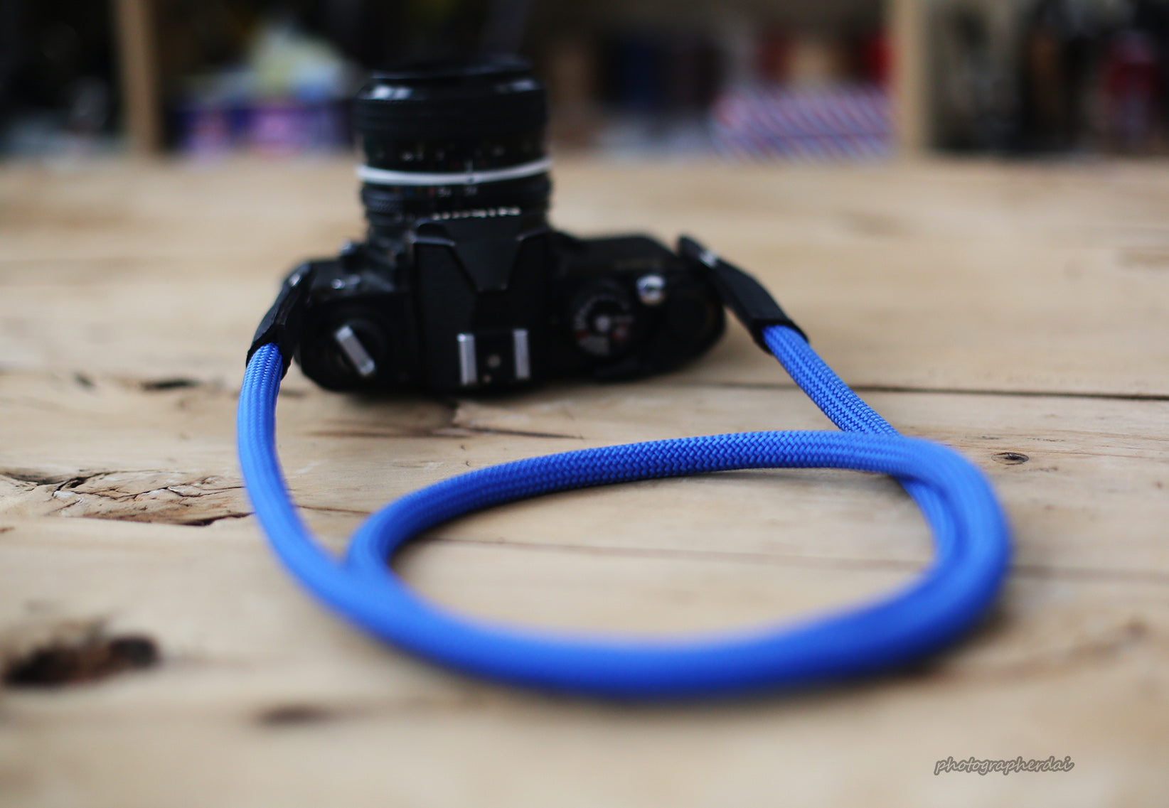 Camera neck strap handmade light blue climbing rope | windmup - windmup