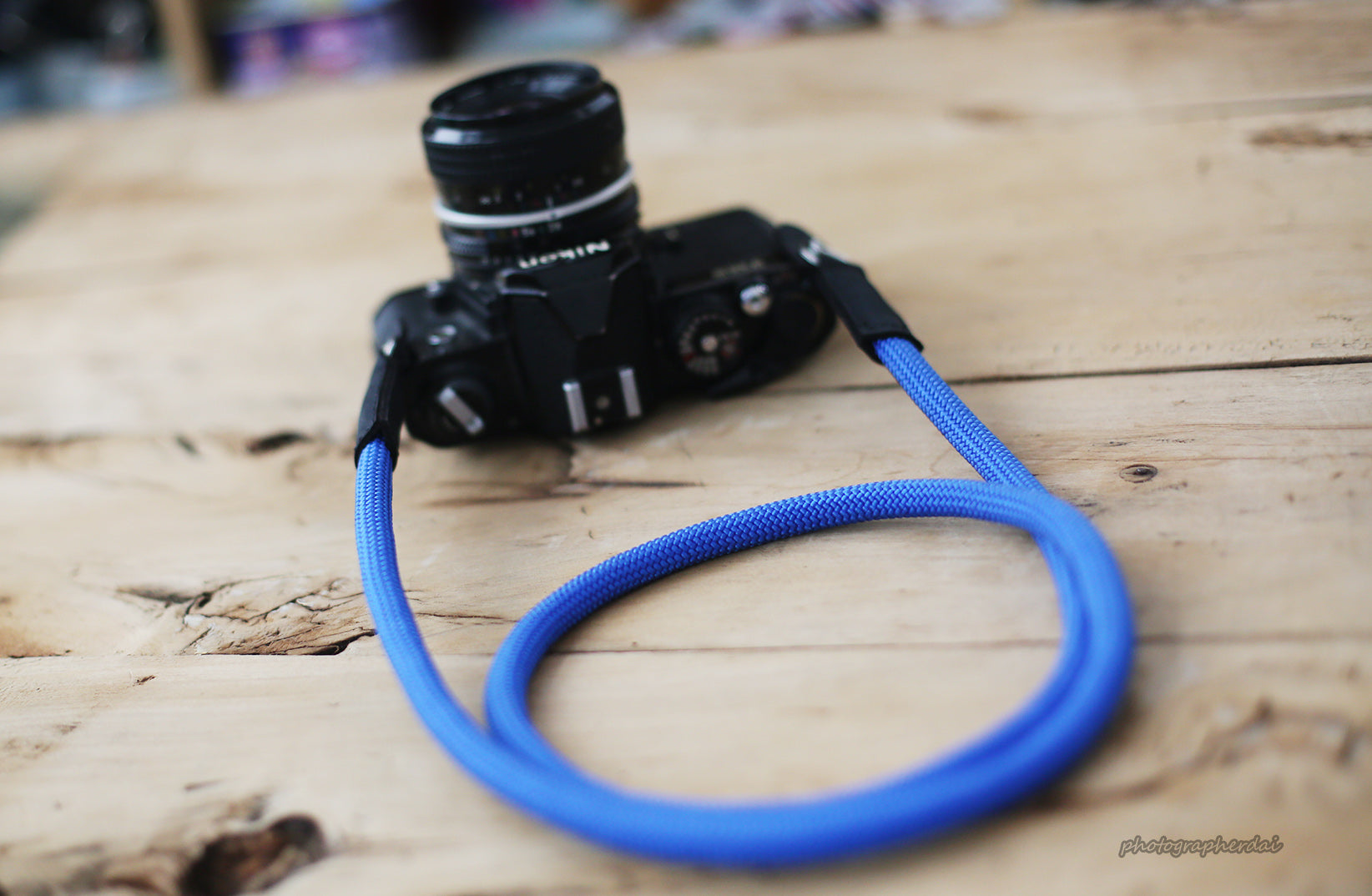 Camera neck strap handmade light blue climbing rope | windmup - windmup