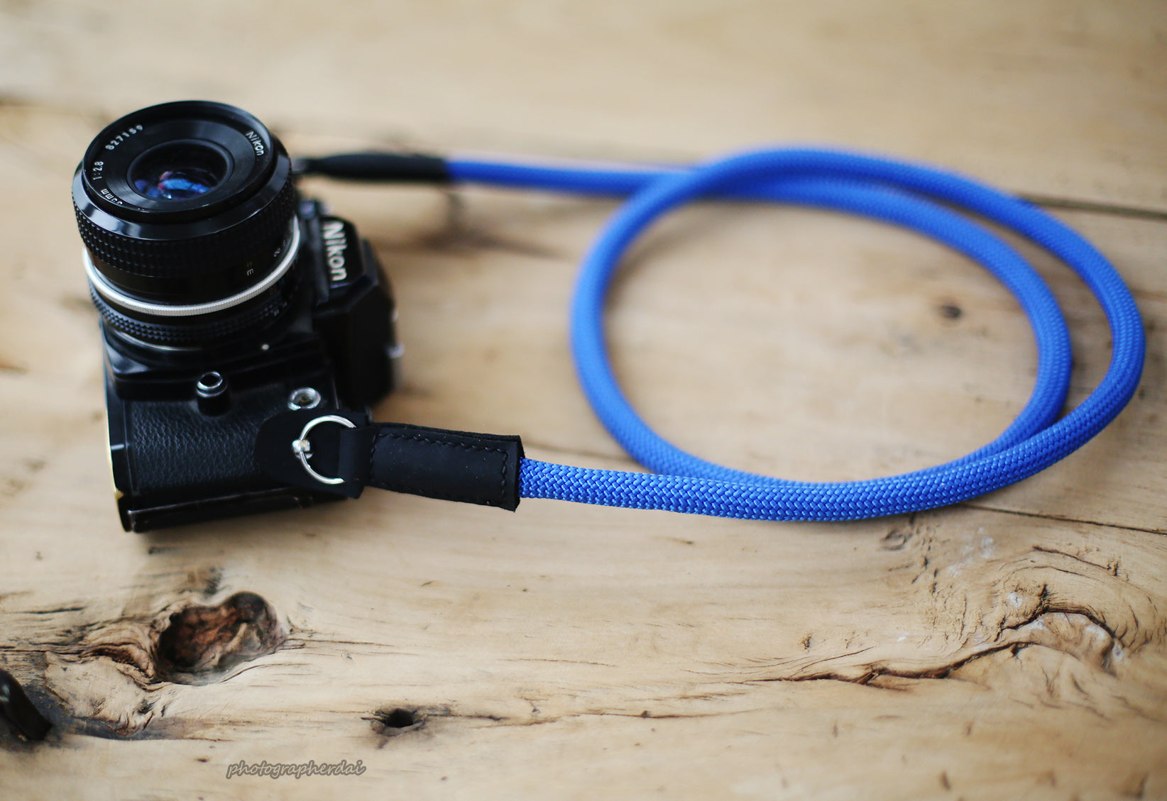 Camera neck strap handmade light blue climbing rope | windmup - windmup