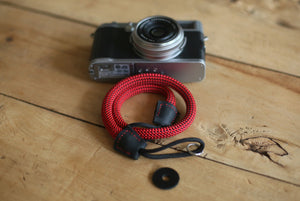 Handmade camera wrist band climbing rope red | windmup.com - windmup