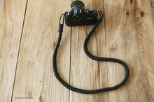 Handmade weave  camera neck shoulder strap all black | windmup.com - windmup