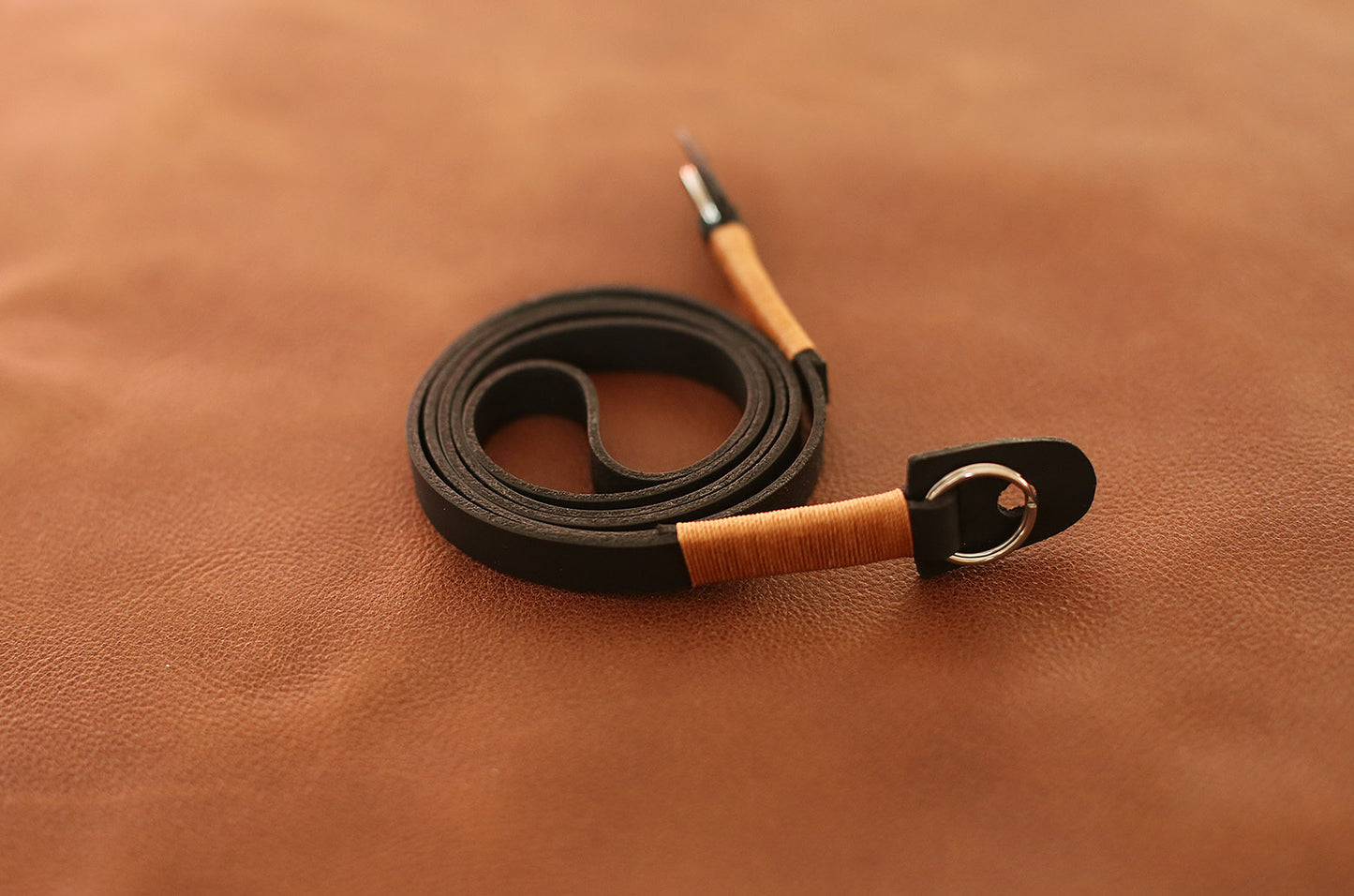 tan wax thread stitching detail